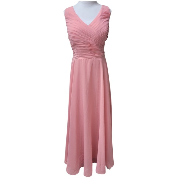 VNAIX Formal Pink Dress Pleated Sleeveless Maxi Gown Bridesmaid Party 10 Wedding - Picture 1 of 6